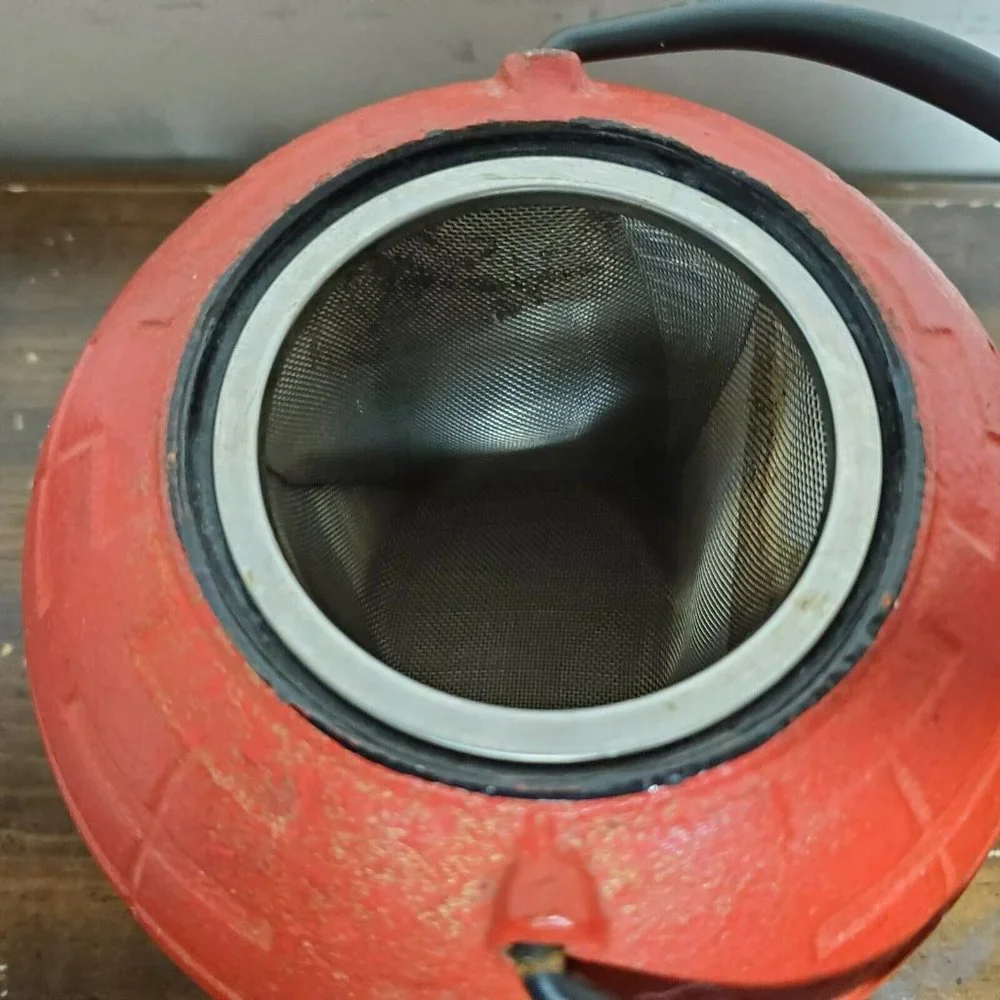 Red Cast Iron Tea Kettle Tetsubin Style‎